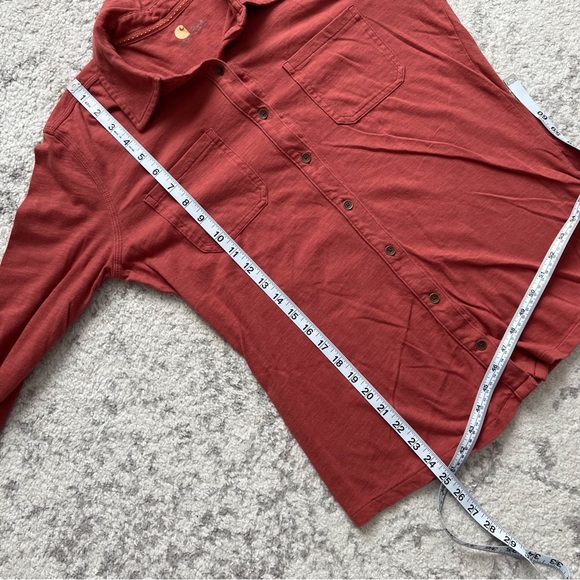Carhartt Women’s Button Down Shirt Rust Red Outdoor Casual Cotton Soft Medium - Picture 5 of 10